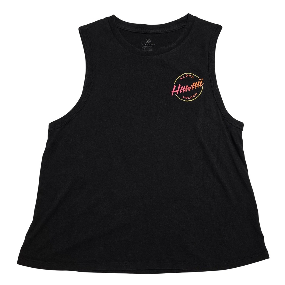 Volcom Aloha Hawaii Graphic Muscle Tank Top Black Size XS